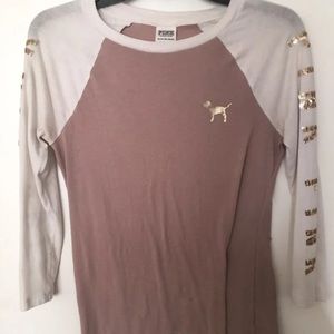 PINK Rose Gold Baseball Shirt